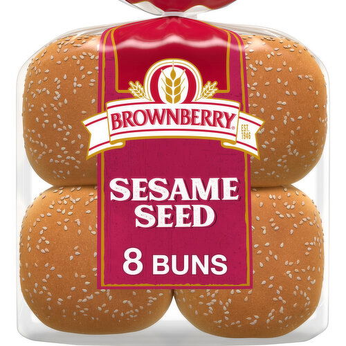 Brownberry Shelf-Stable Sesame Seed White Buns, 8 count, 16 oz