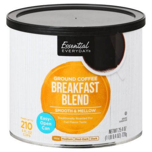 Essential Everyday Coffee, Ground, Smooth & Mellow, Mild, Breakfast Blend