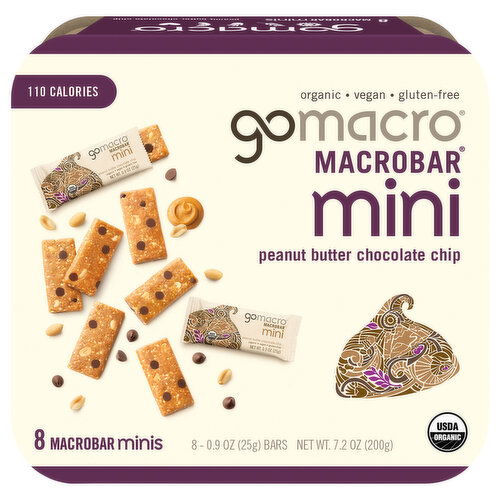 GoMacro MacroBars, Peanut Butter Chocolate Chip, Mini