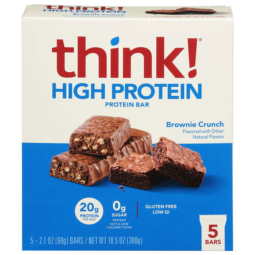 Think! High Protein Bars, Brownie Crunch, 5 Pack