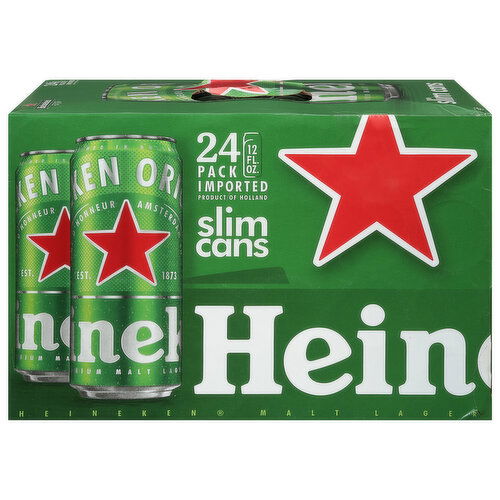 Heineken Beer, Imported, Slim Cans