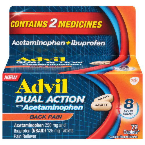 Advil Back Pain, Dual Action, Caplets