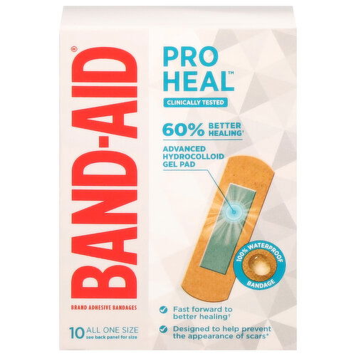 Band-Aid Pro Heal Adhesive Bandages, All One Size