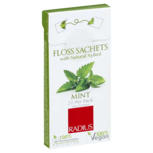 Radius Floss Sachets, with Natural Xylitol, Mint