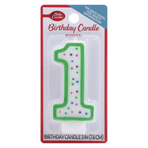 Betty Crocker Birthday Candle, Numeral 1, 3 Inch