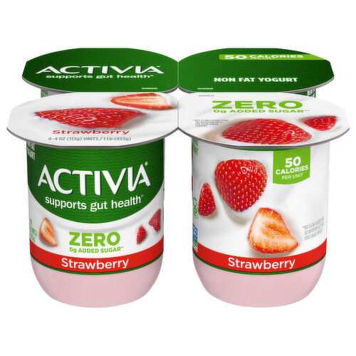 Activia Zero 0g Added Sugar Non Fat Strawberry Yogurt