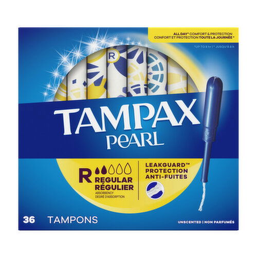 Tampax Pearl Tampax Pearl Tampons with LeakGuard Braid, Regular, 36 Ct