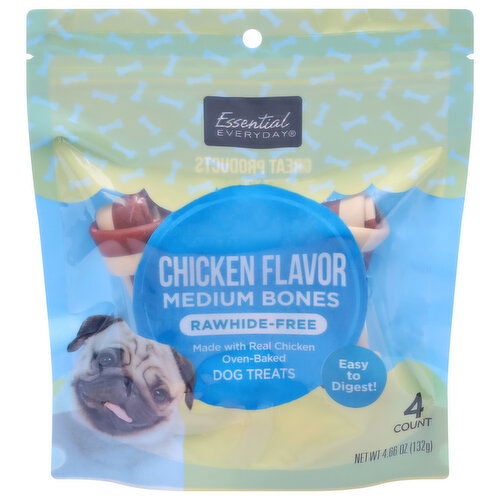 Essential Everyday Dog Treats, Chicken Flavor, Medium Bones