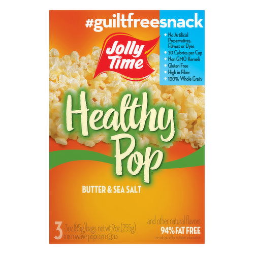 Jolly Time Healthy Pop Popcorn, Microwave, Butter & Sea Salt