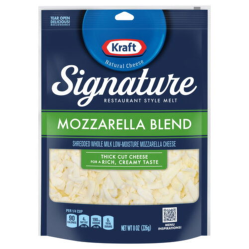 Kraft Signature Shredded Cheese, Mozzarella Blend, Restaurant Style Melt