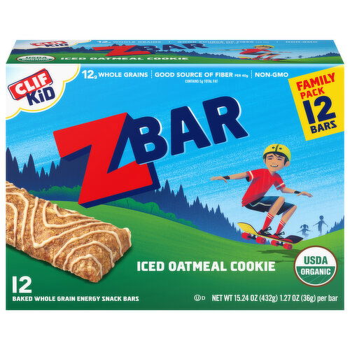 Zbar Energy Snack Bars, Whole Grain, Baked, Iced Oatmeal Cookie, Family Pack