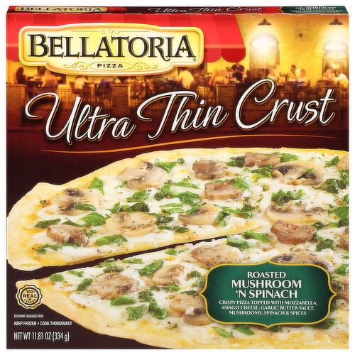 Bellatoria Ultra Thin Crust Roasted Mushroom 'N Spinach Pizza