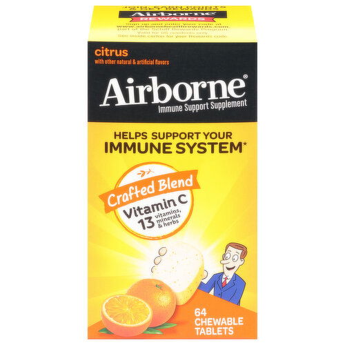 Airborne Immune Support Supplement, Citrus, Chewable Tablets