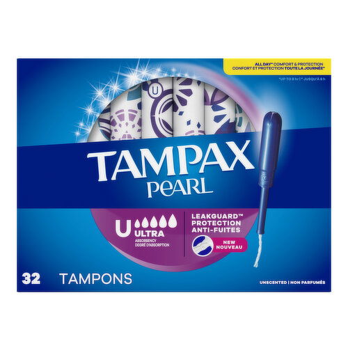 Tampax Pearl Tampax Pearl Tampons with LeakGuard Braid, Ultra, 32 Ct