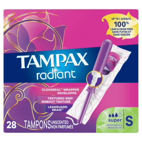 Tampax Radiant Radiant Tampons, Super