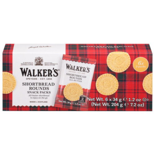 Walker's Shortbread Rounds, All-Butter, Snack Packs