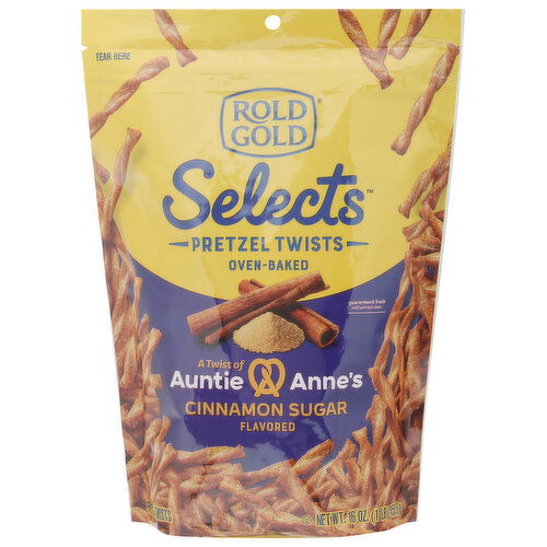 Rold Gold Selects Pretzel Twists, Cinnamon Sugar Flavored, Auntie Anne's, Oven-Baked