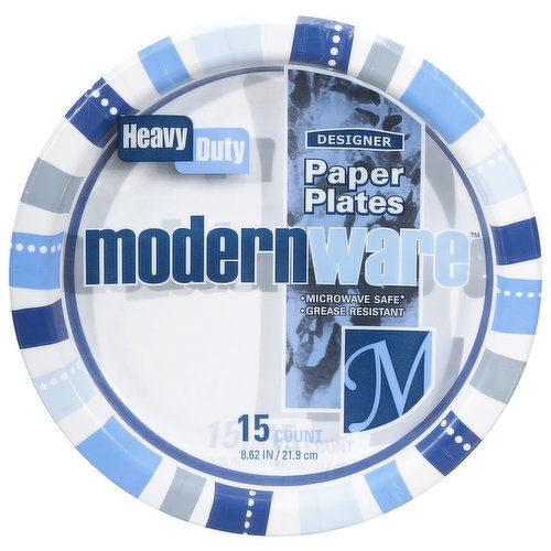 modernware Paper Plates, Designer, Heavy Duty, 8.62 Inch