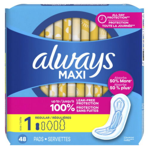 Always Maxi Maxi Pads without Wings, Size 1