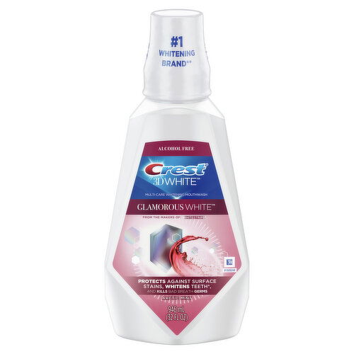 Crest 3D White 3D White Glamorous White Mouthwash, Alcohol Free, Helps Prevent Stains, Arctic Mint