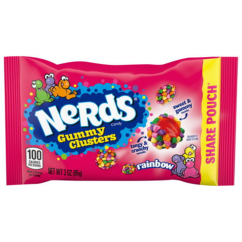 Nerds Candy, Rainbow, Gummy Clusters, Share Pouch