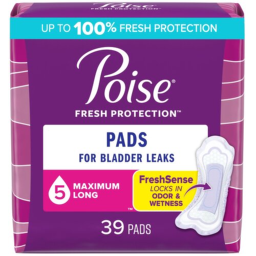 Poise Fresh Protection Pads, 5, Maximum Long