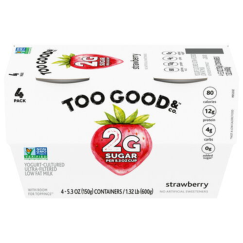 Too Good & Co. Yogurt, Strawberry, Blended