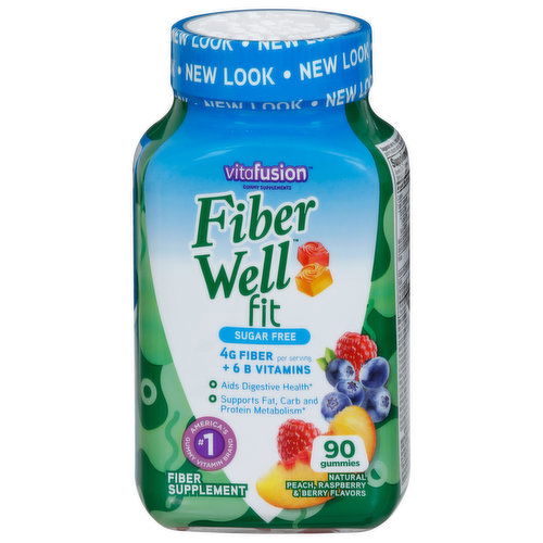 Vitafusion Fiber Well Fit, Sugar Free, Natural Peach, Raspberry & Berry Flavor, Gummies