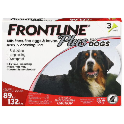 Frontline Plus for Dogs 89 to 132 Lbs Flea and Tick Protection