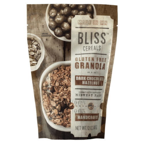 Bliss Cereals Gluten Free Granola, Dark Chocolate Hazelnut