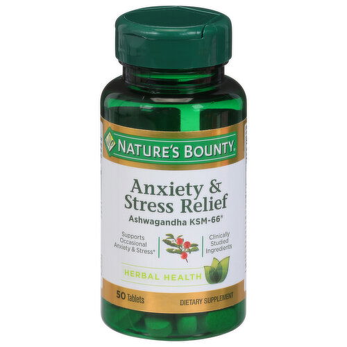 Nature's Bounty Anxiety & Stress Relief, Herbal Health, Tablets