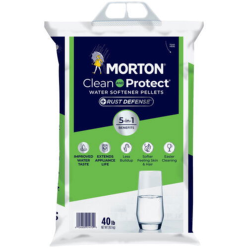 Morton Morton® Clean and Protect® Plus Rust Defense® removes excess iron, giving you better tasting water and reducing rust stains.