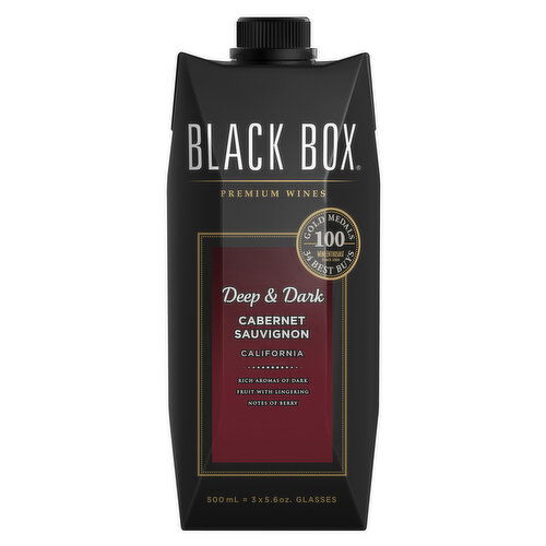 Black Box Cabernet Sauvignon Deep and Dark Red Wine 500ml Tetra