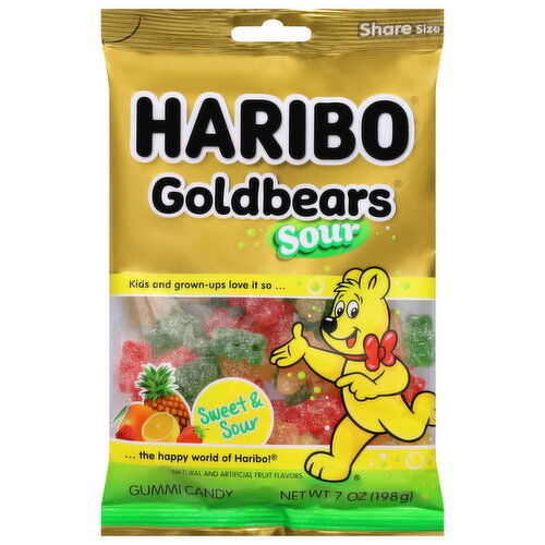 Haribo Gummi Candy, Sweet & Sour, Goldbears, Share Size