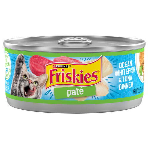 Friskies Cat Food, Ocean Whitefish & Tuna Dinner, Pate