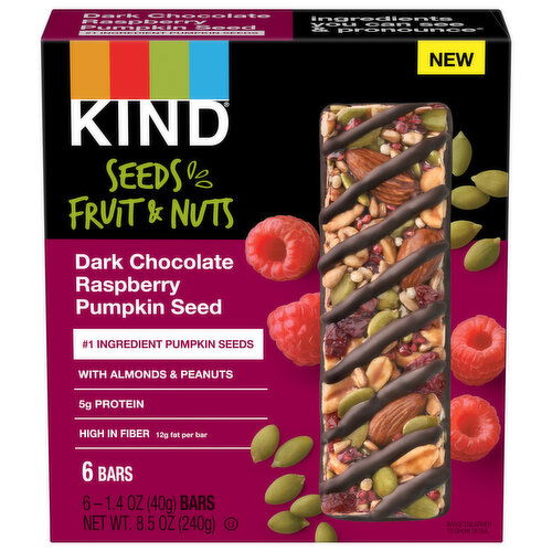 Kind Fruit & Nuts Bars, Dark Chocolate Raspberry Pumpkin Seed