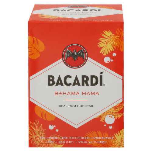 Bacardi Rum Cocktail, Bahama Mama, 4-Pack