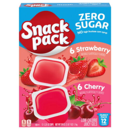 Snack Pack Zero Sugar Low Calorie Strawberry/Cherry Juicy Gels