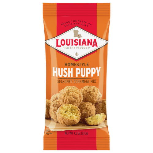 Louisiana Fish Fry Products Cornmeal Mix, Seasoned, Hush Puppy, Homestyle