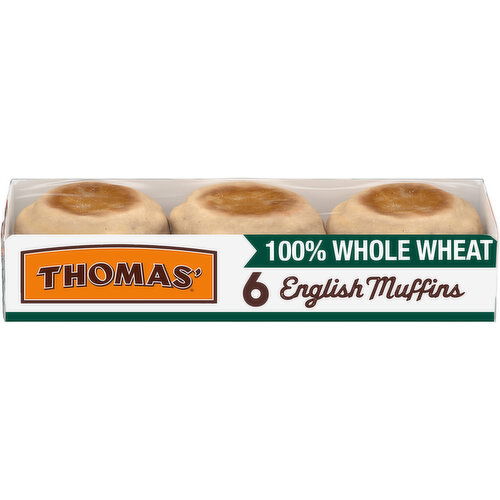 Thomas' Whole Wheat English Muffins, 6 count, 12 oz