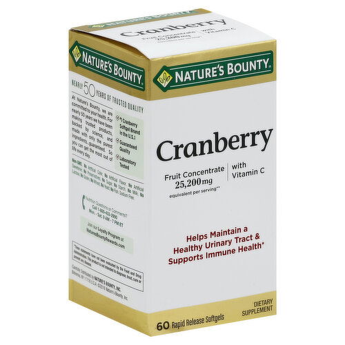 Nature's Bounty Cranberry, with Vitamin C, Rapid Release Softgels