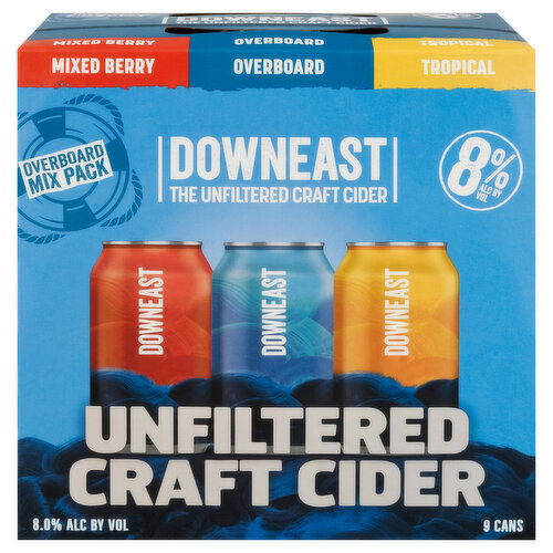 Downeast Beer, Mixed Berry/Overboard/Tropical, Mix Pack