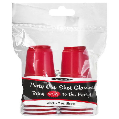 Party Essentials Shot Glasses, Party Cup, Red, 2 Ounce