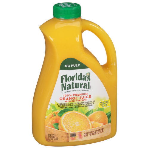 Florida's Natural 100% Juice, Orange, No Pulp