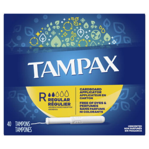 Tampax Tampax Cardboard Tampons Regular Absorbency, 40 Ct