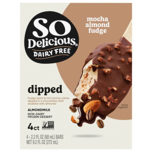 So Delicious Dairy Free Dipped Frozen Dessert, Non-Dairy, Almondmilk, Mocha Almond Fudge