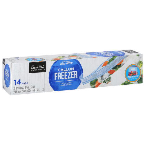 Essential Everyday Freezer Gallon Bags, Double Zipper