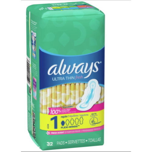 Always Ultra Thin Size 1 Scented Pads with Wings
