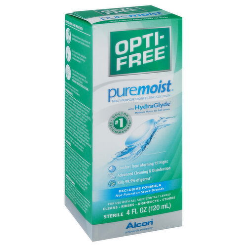 Opti-Free Puremoist Disinfecting Solution, Multi-Purpose, with HydraGlyde, Sterile