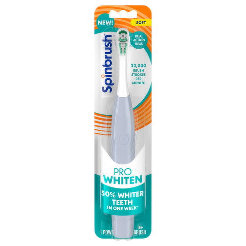 Spinbrush Pro Whiten 8+ Soft Powered Toothbrush